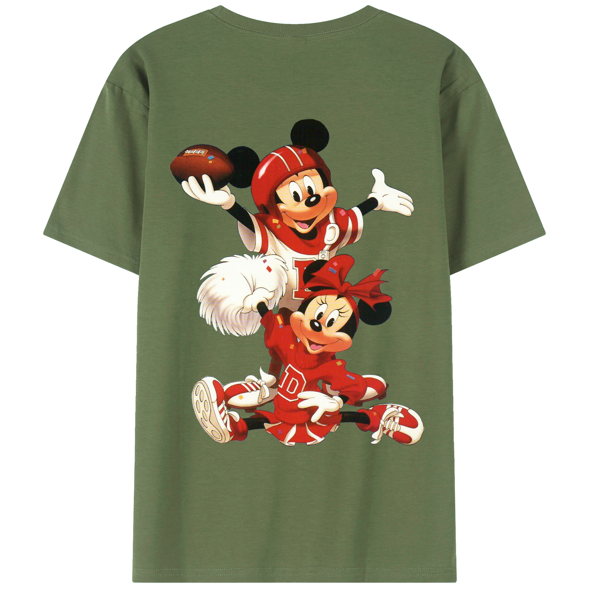 ミッキーマウス Mickey Mouse 綿100％ メンズ半袖Tシャツ（バックプリント） 通気性